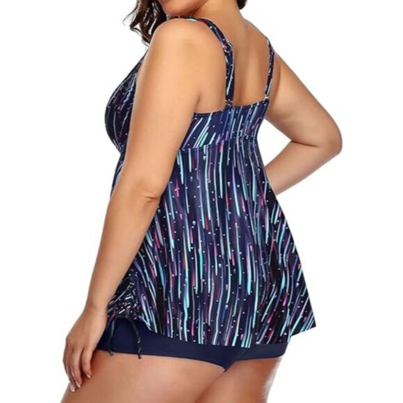 Aqua Eve Size Medium Two Piece Swim Set Galaxy Print Tankini & Shorts - Picture 5 of 8